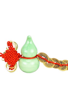 陶瓷葫芦挂件厨房在西北角火烧天门乾位男主人五帝钱小瓷瓶摆件