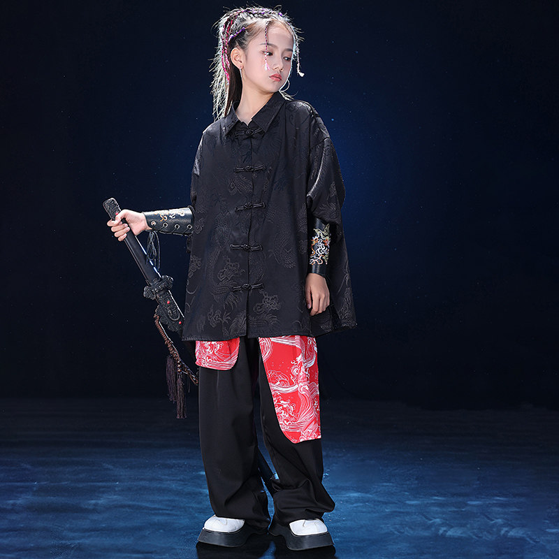 儿童街舞服春装幼儿hiphop国潮风元旦表演服女童舞台走秀演出服