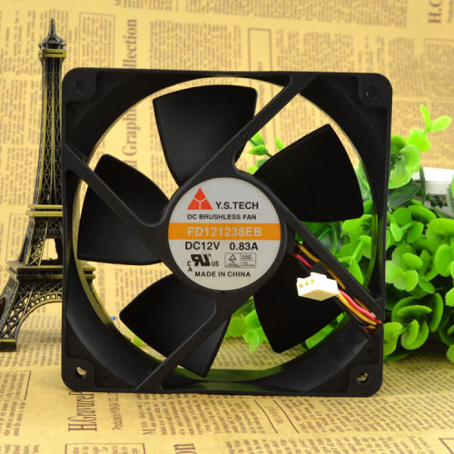 正品元山Y.S.TECH FD121238EB 12038 12V 0.83A 12CM 双滚珠风扇