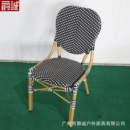 法式复古藤编餐椅户外阳台