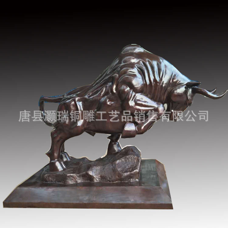 景观园林纯铜牛拉犁雕塑开荒铜牛金融街华尔街牛铜雕耕牛雕塑摆件