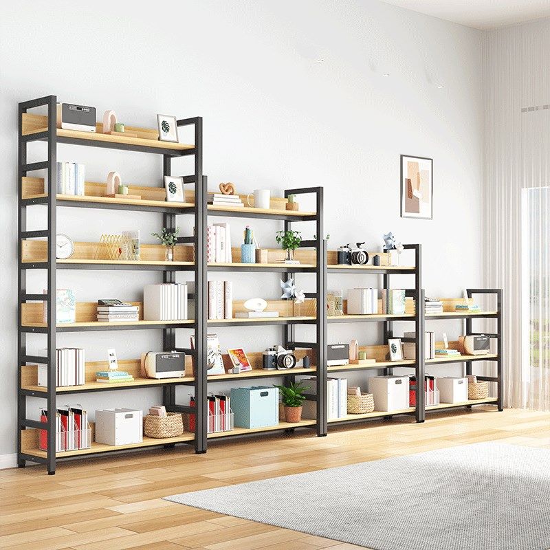 书架落地置物架简易家用钢木储物架儿童书架书柜加深多层铁艺货架