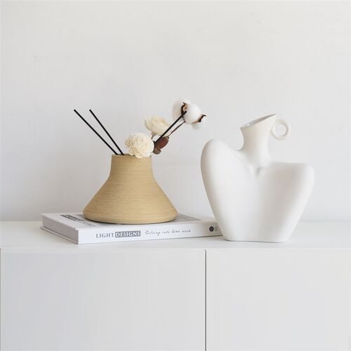 现代绿色清新高级感侘寂艺术抽象装饰品摆件样板间客厅电视柜摆设