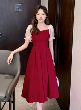 敬酒服女夏季款新娘回门便装红色裙子结婚礼服平时可穿订婚连衣裙