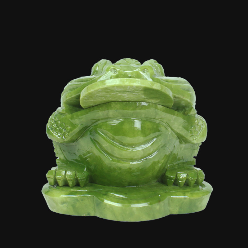 天然岫玉金蟾招财摆件三脚蟾蜍特大号三足金蝉客厅店铺开业礼旺财