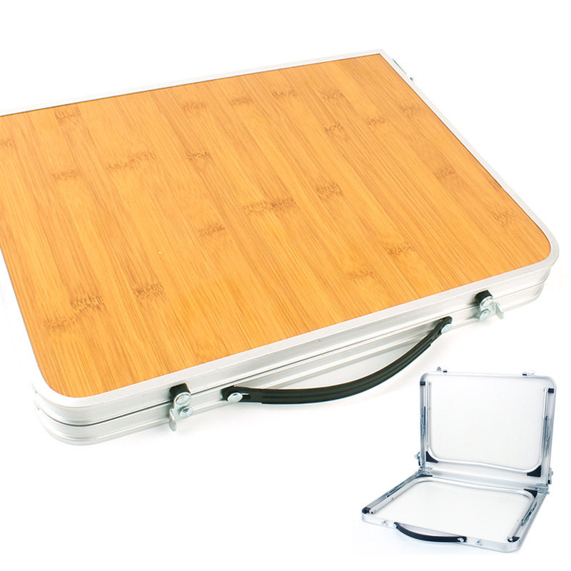 户外折叠桌野餐烧烤竹木竹板桌露营便携手提桌简易家具床上电脑桌