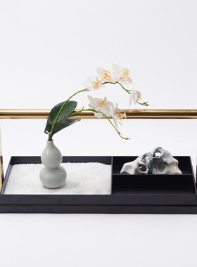 新中式金属样板房装饰品提篮托盘分格盒茶几收纳家居饰品软装摆件