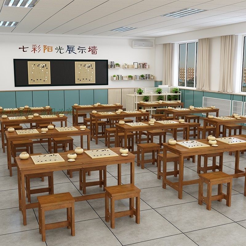 厂家直销辅导班实木课桌椅单双人培训机构托管围棋象棋书法培训桌