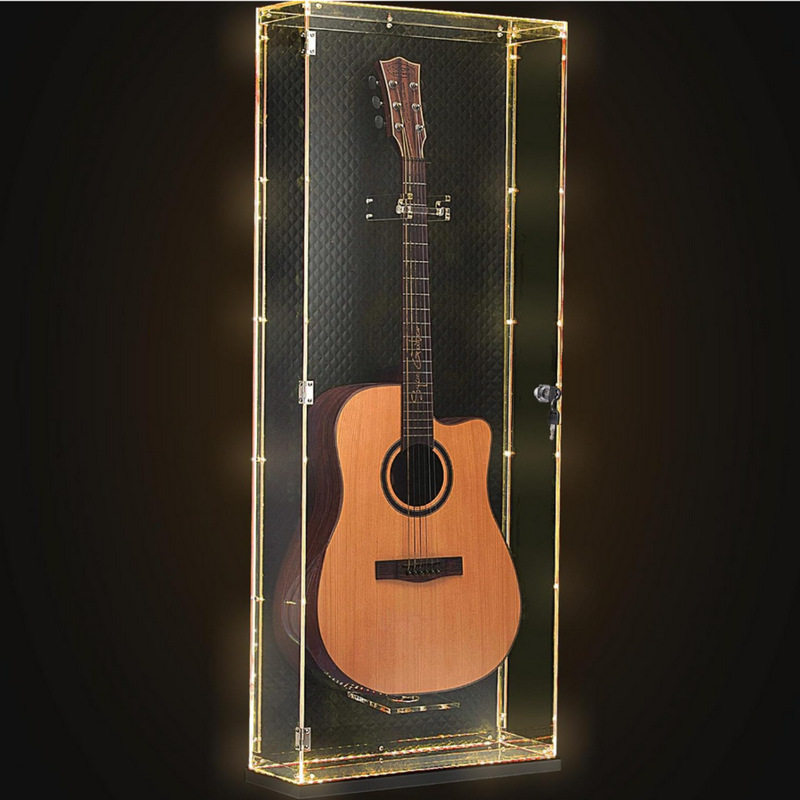 led灯光亚克力尤克里里收纳盒有机玻璃吉他小提琴挂墙支架展示架