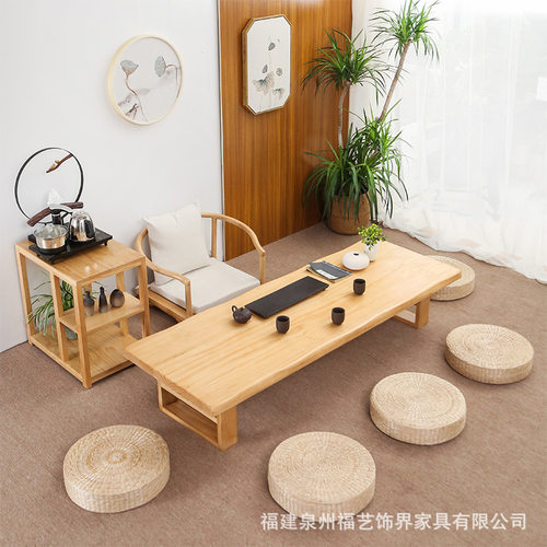 日式榻榻米实木茶几家用客厅休闲矮茶台民宿阳台飘窗坐地式炕几桌