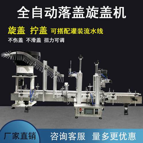 全自动振动盘落盖旋盖机精油滴管喷雾化妆液自动送盖旋盖机
