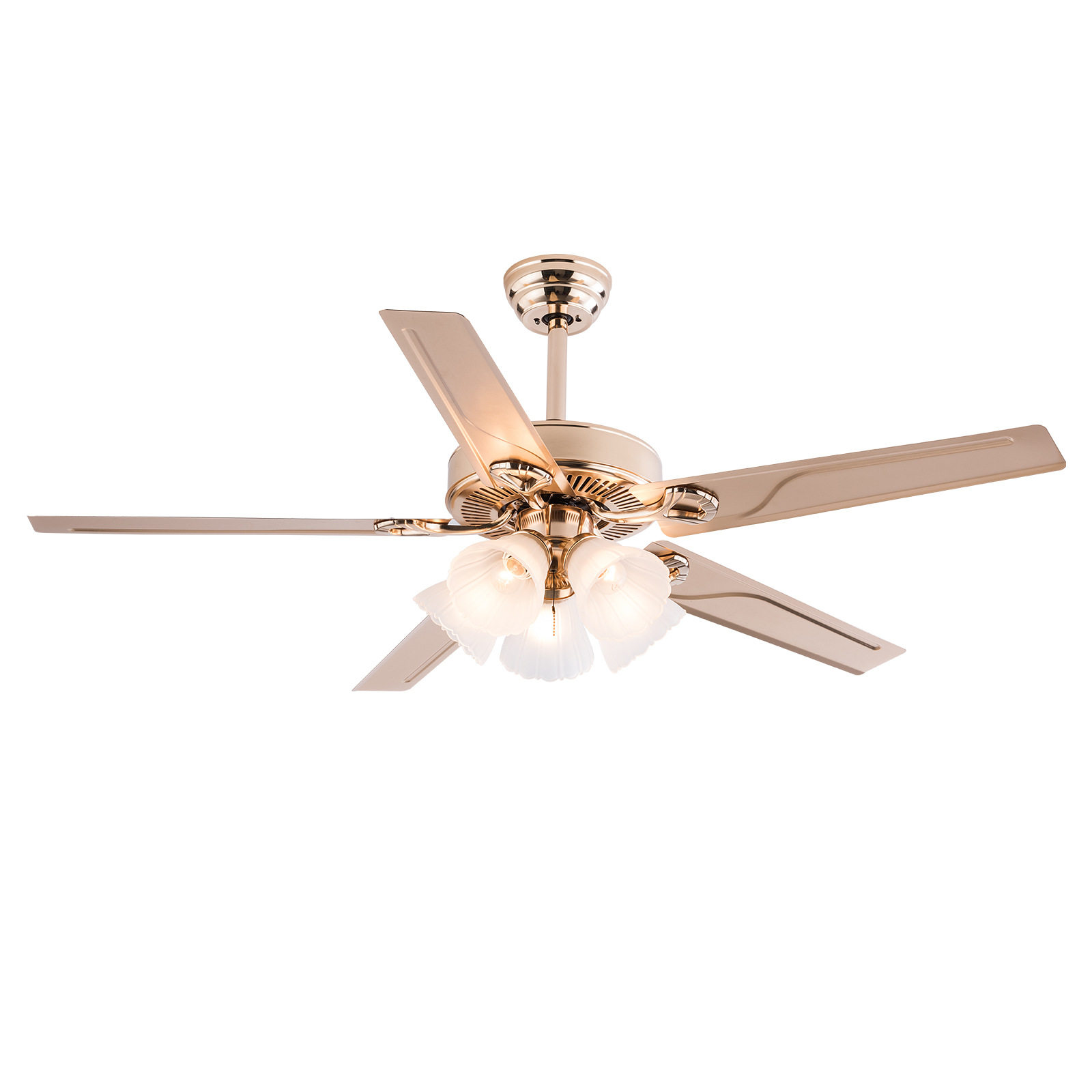 美式吊扇灯木叶卧室金色电扇吊灯客厅餐厅铁叶风扇灯复古复古风