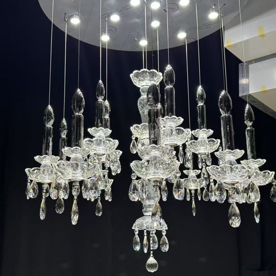 蜡烛水晶灯别墅客厅餐桌组合水晶灯酒店前台吧台岛台饭店包厢吊灯