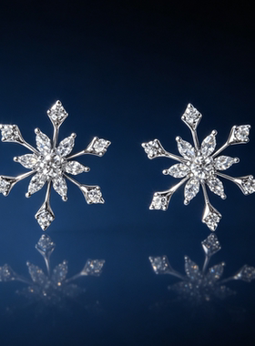 韩版优雅闪钻雪花耳钉