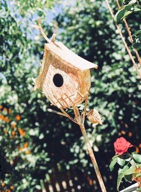 花园铁艺鸟窝花插 庭院户外做旧爬藤架园艺花架 美式乡村花园小品