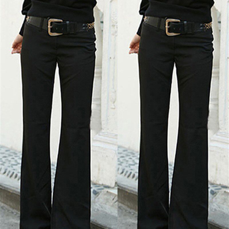 西裤女垂料显瘦微喇裤工装长裤休闲裤修身小喇叭工作裤春秋女裤