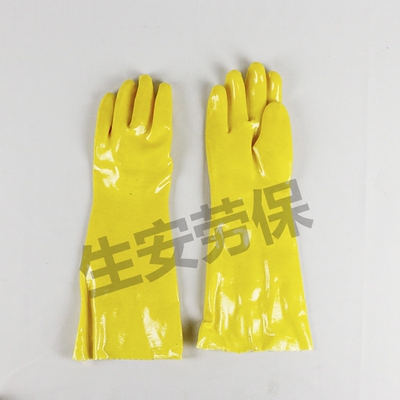 包邮东亚045棉毛浸塑加长耐酸耐磨防油工业防护劳保手套