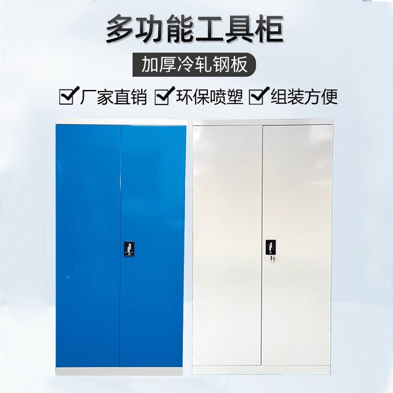 多功能五金工具柜双开门加厚车间储物柜铁皮零件带锁置物柜单开门图片