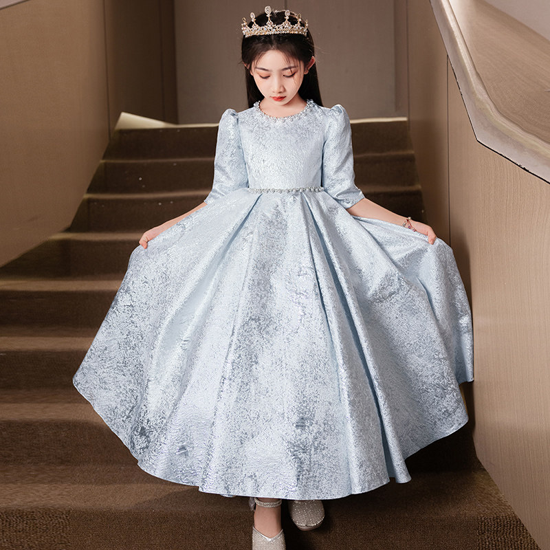 女童钢琴小主持人生日公主裙儿童高端演奏晚礼服裙花童演出服秋冬