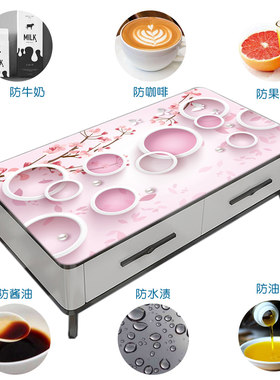 3D立体网红茶几桌布餐桌垫塑料防水防油防烫免洗新中式电视柜盖布