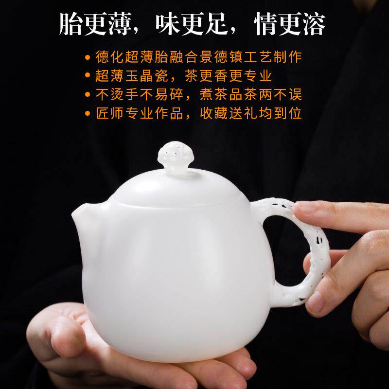 古垚/许瑞卿手工德化白瓷茶壶 薄胎瓷泡茶壶 功夫茶具单壶/龙蛋壶