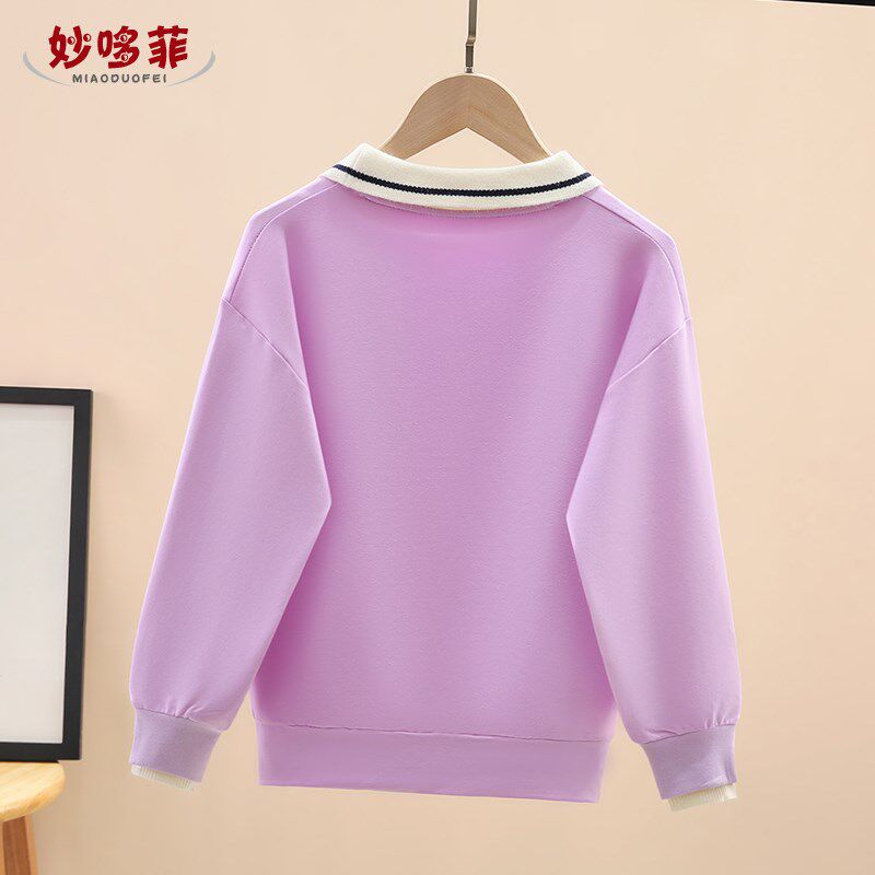 女童卫衣春秋款2024新款童装儿童polo衫长袖t恤女孩大童春装纯棉