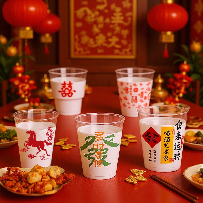 一次性杯子加厚航空杯硬杯透明塑料杯太空杯泡茶咖啡酒杯水杯印字