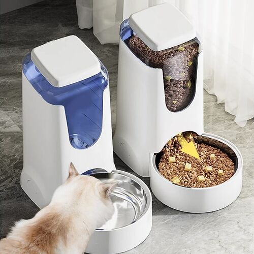 宠物大容量自动不锈钢喂食器不卡粮狗狗饮水器猫咪喂食碗狗大出口