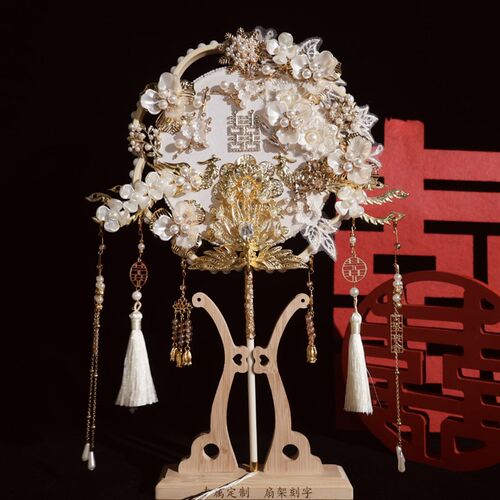 团扇新娘结婚diy材料婚扇婚礼秀禾高级扇子喜扇成品中式双面出嫁