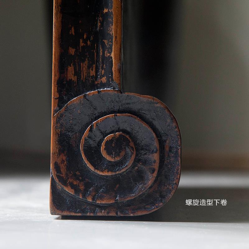 彩漆仿古画案新中式实木书法桌做旧老板电脑桌黑色写字台办公桌子