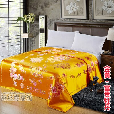 杭州丝绸缎子结婚被面 七彩织锦缎软缎被面子婚庆被面鸳鸯百子图