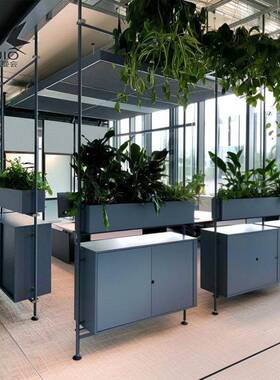 办公室多功能简约工业风花槽隔断储物柜长方形空间分隔屏风收纳柜