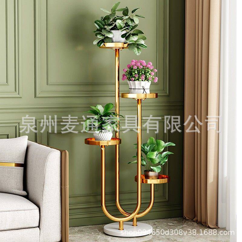 北欧落地客厅阳台装饰花架 大理石底座多层创意萝莉植物摆放花架