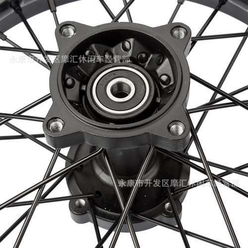 越野摩托车配件 XR50 CRF50-110CC高赛1.85-12后轮毂轮圈黑色钢丝
