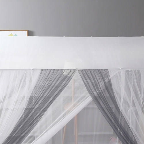 蚊帐三开门公主风方顶落地帐子支架加密加厚1.5米1.8m床双人家用