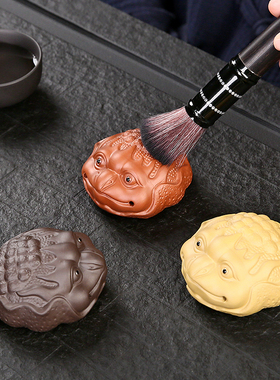 招财金蟾客厅办公室玄关酒柜茶桌家居装饰精品摆件紫砂茶宠可养