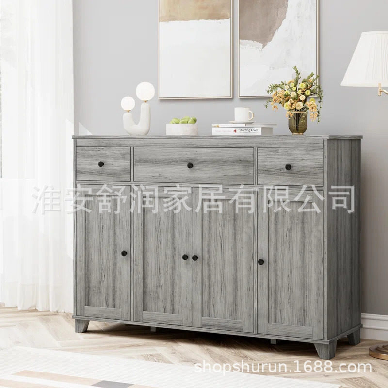 意式灰色餐边高柜一体玄关客厅图片