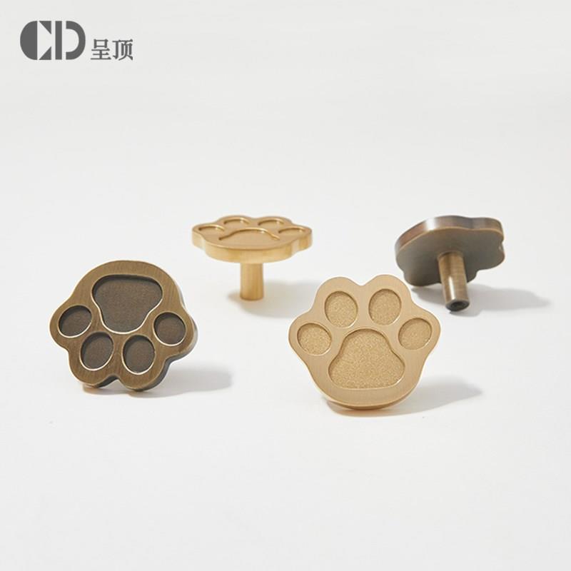 古铜色猫爪仿古拉手把手黄铜儿童房柜门衣柜单孔小猫可爱抽屉创意