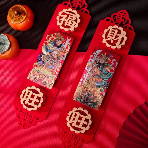 立体门神带对联张飞关羽楼房入户防盗单门小春联毛毡diy创意装饰