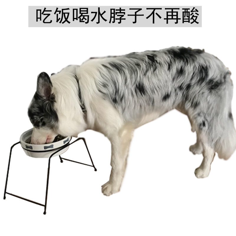 萌兽陶瓷猫碗不锈钢碗猫盆狗盆宠物碗狗碗高脚架单碗架子食水粮碗