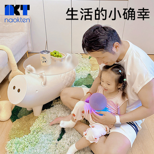 naokten 脑壳疼 创意可收纳茶几简约边几卡通小猪儿童小茶几桌子