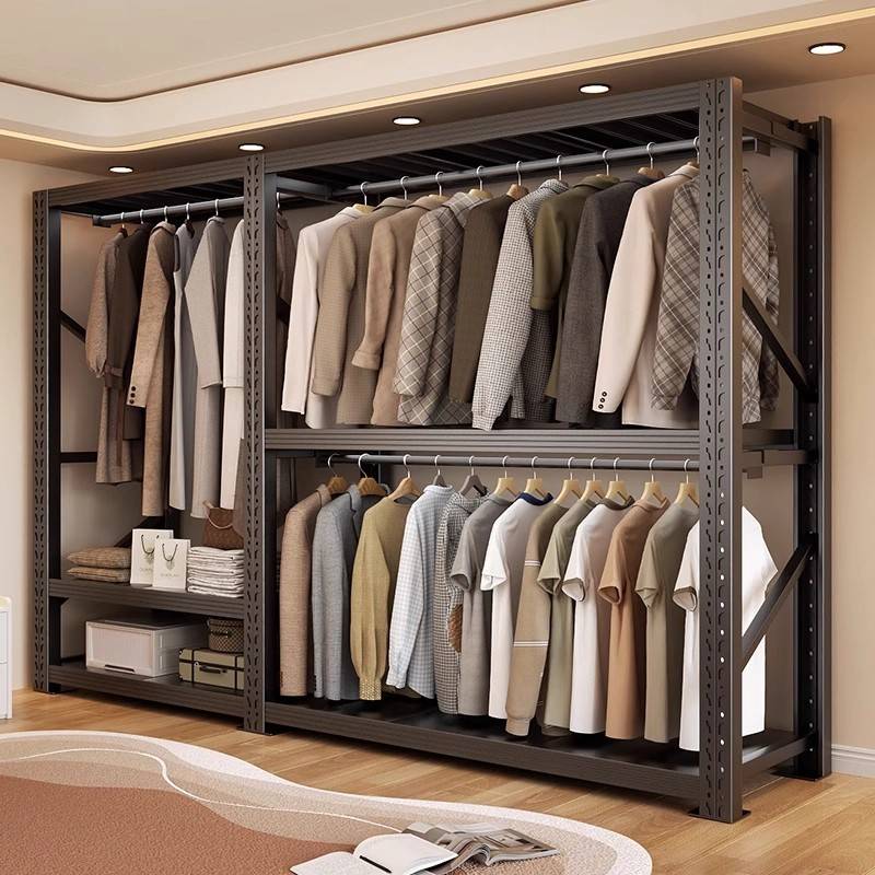 货架衣柜货柜金属挂衣服架子服装展示架洞洞板衣架开放式挂衣架子图片