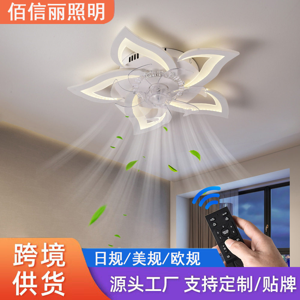 跨境日规110V风扇灯简约现代卧室吊扇灯客厅吸顶带风扇主灯厂家图片