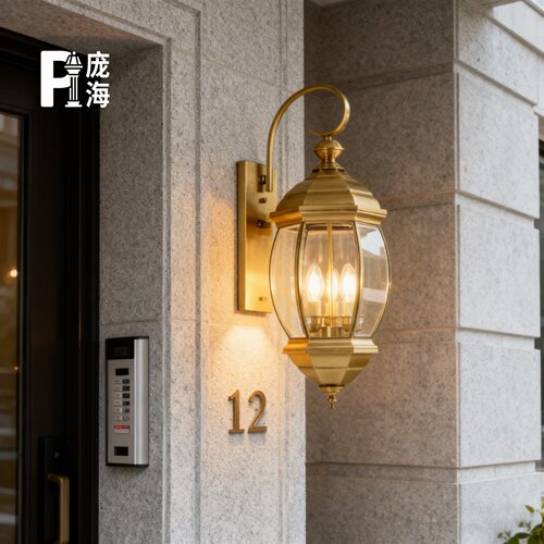 欧式全铜壁灯阳台庭院室外灯防水户外壁灯过道复古花园别墅墙壁灯