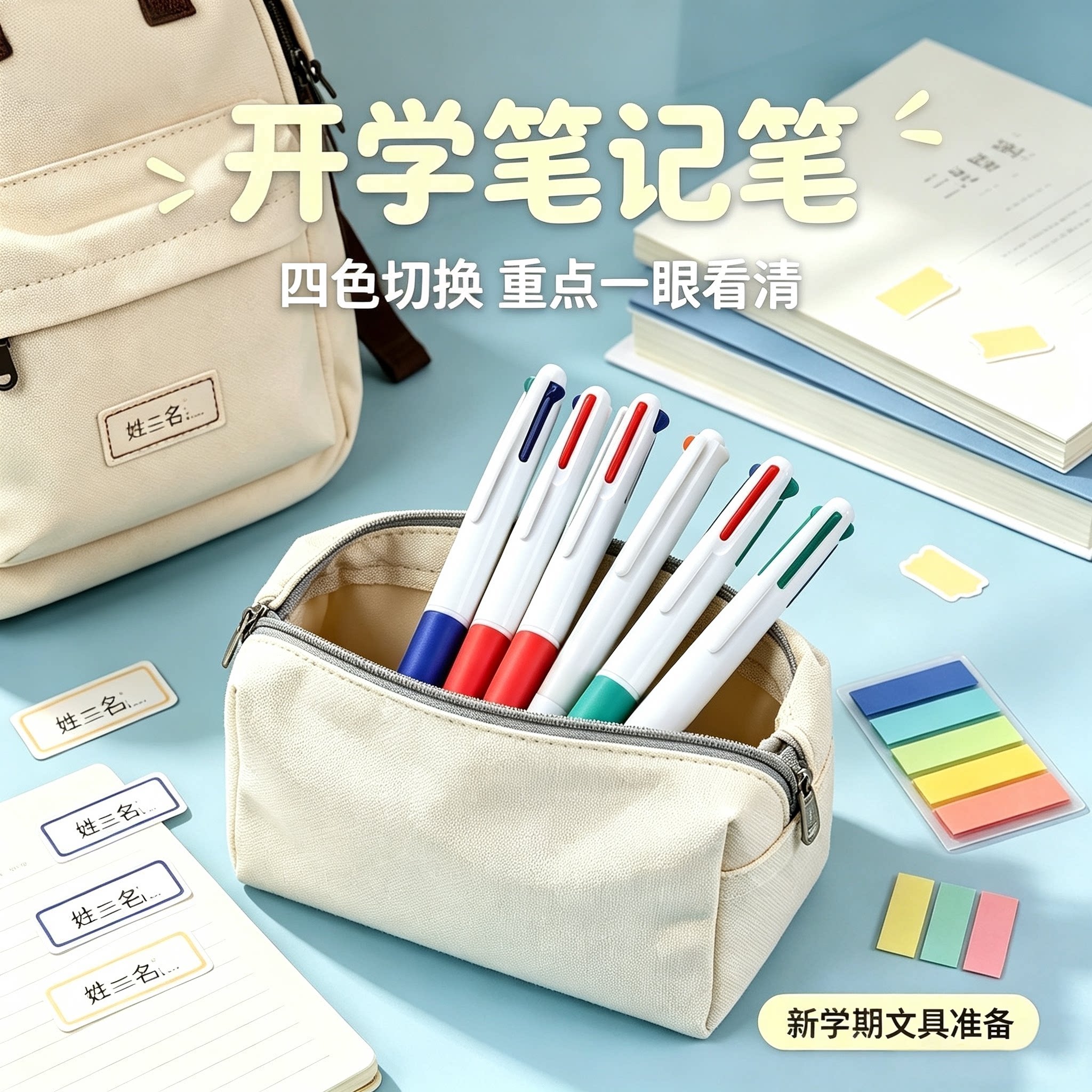 【买5支送5支】多色笔按动笔四色学生用分类标记笔速干多色笔YG2