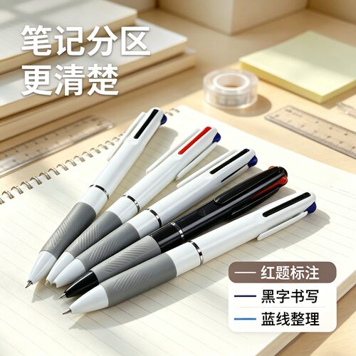 【老师推荐】多色笔按动笔三色学生用分类标记笔速干多色笔YG