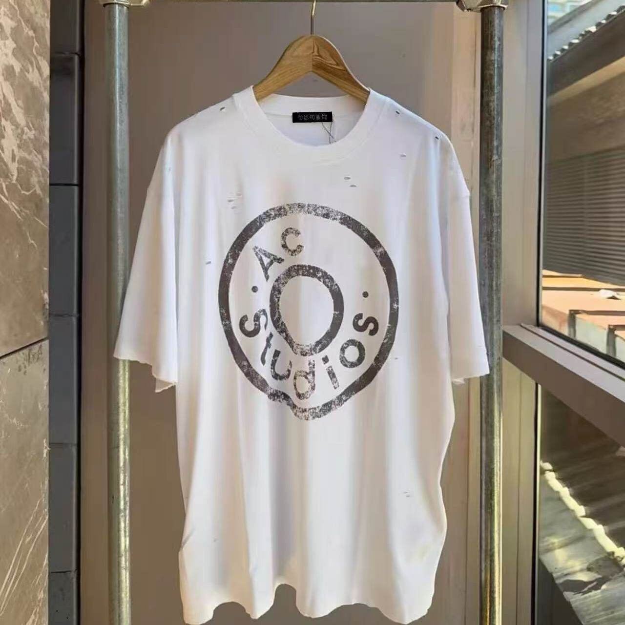 非市场货～广州高端欧货2026春夏新款数码印花做旧短袖T恤男女款