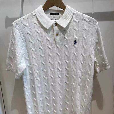 RL+正确版麻花图案针织短袖polo