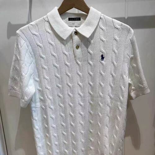 RL+正确版麻花图案针织短袖polo