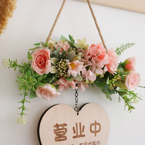 网红玫瑰装饰挂牌欢迎光临新家店铺温馨挂牌服装店铺门营业牌外出